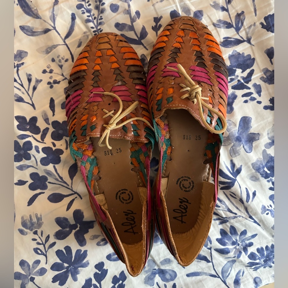 Woven Leather Huarache Flats size 8